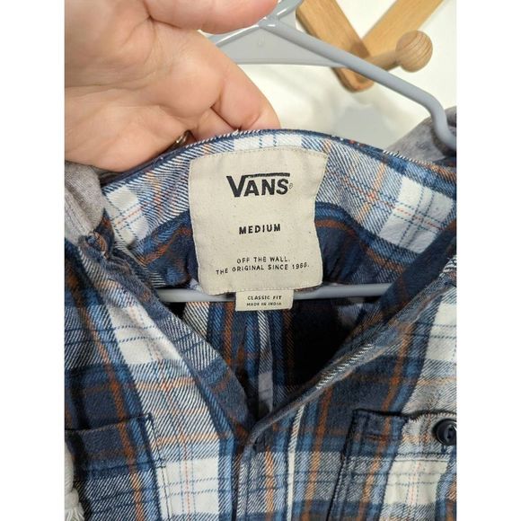 Vans Men's Plaid Button-Down Hooded Sweater Jacket - Size M - Picture 5 of 6